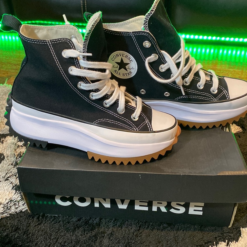 Converse Run Star Hike High Top Sneakers Black White Gum